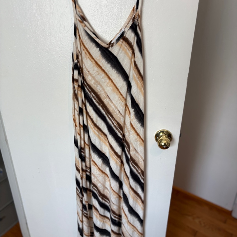 Primark Striped Maxi Dress - Black, Brown, Cream